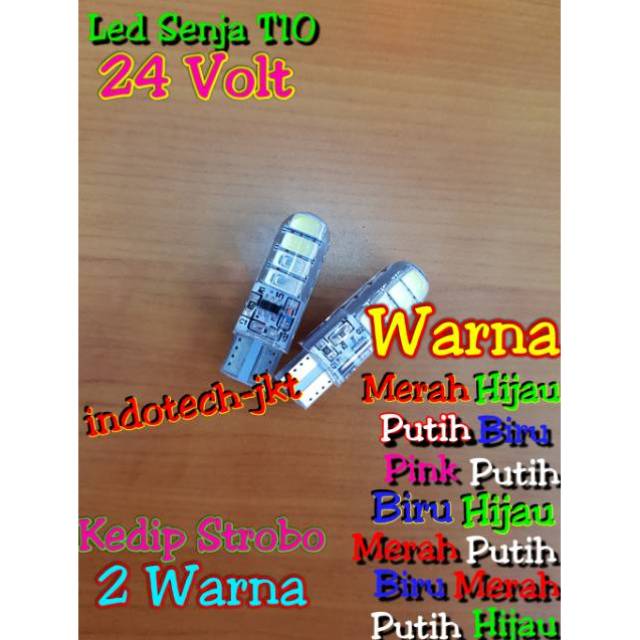 Lampu Led Senja T10 8 Led 24 volt Truk Bis Nyala Kedip 2 Warna