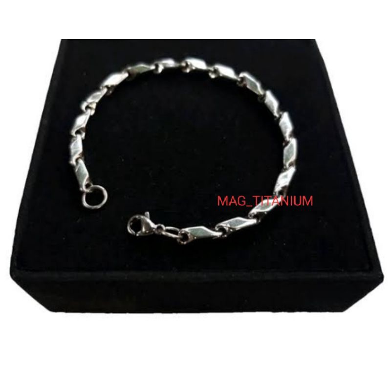 GELANG PADI TITANIUM STAINLEES STEEL PRIA WANITA ANTI KARAT DAN TIDAK LUNTUR BAJA TERLARIS