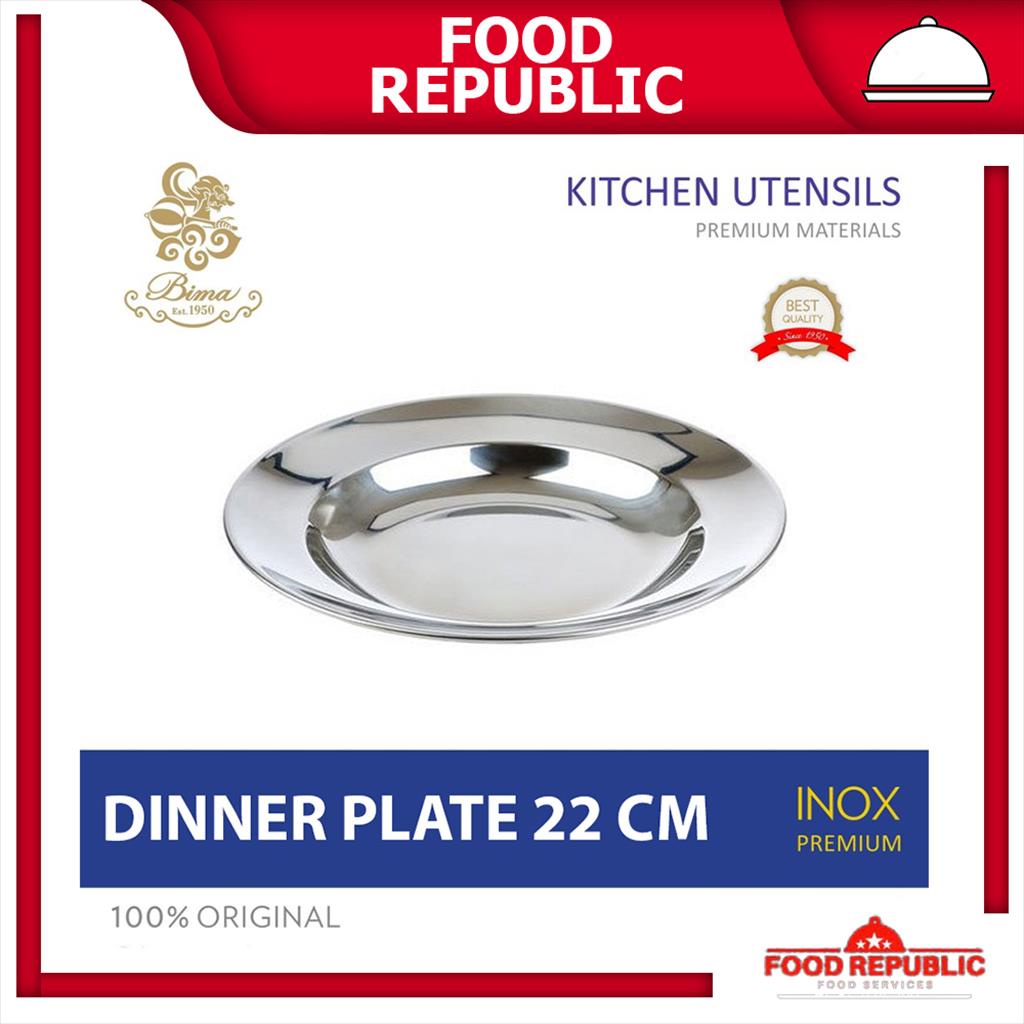 BIMA DINNER PLATE 22 CM PIRING MAKAN STAINLESS BP12125221 INOX PREMIUM