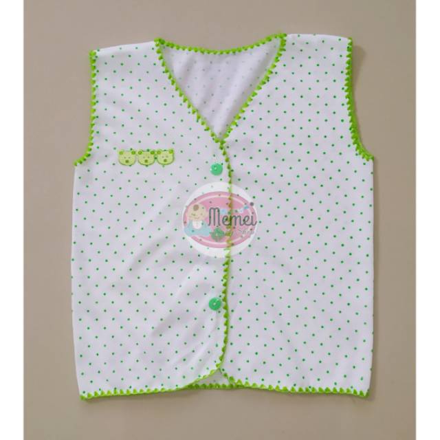 1 LUSIN (12 pcs) Baju bayi tanpa lengan POLKADOT halus lembut