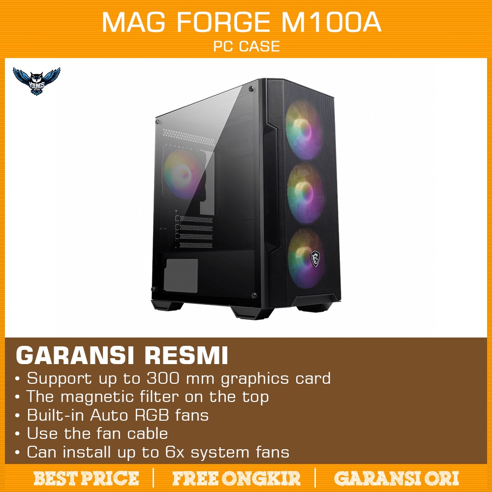 MSI MAG FORGE M100A | Mid Tower mATX PC Case with Tempered Side Panel