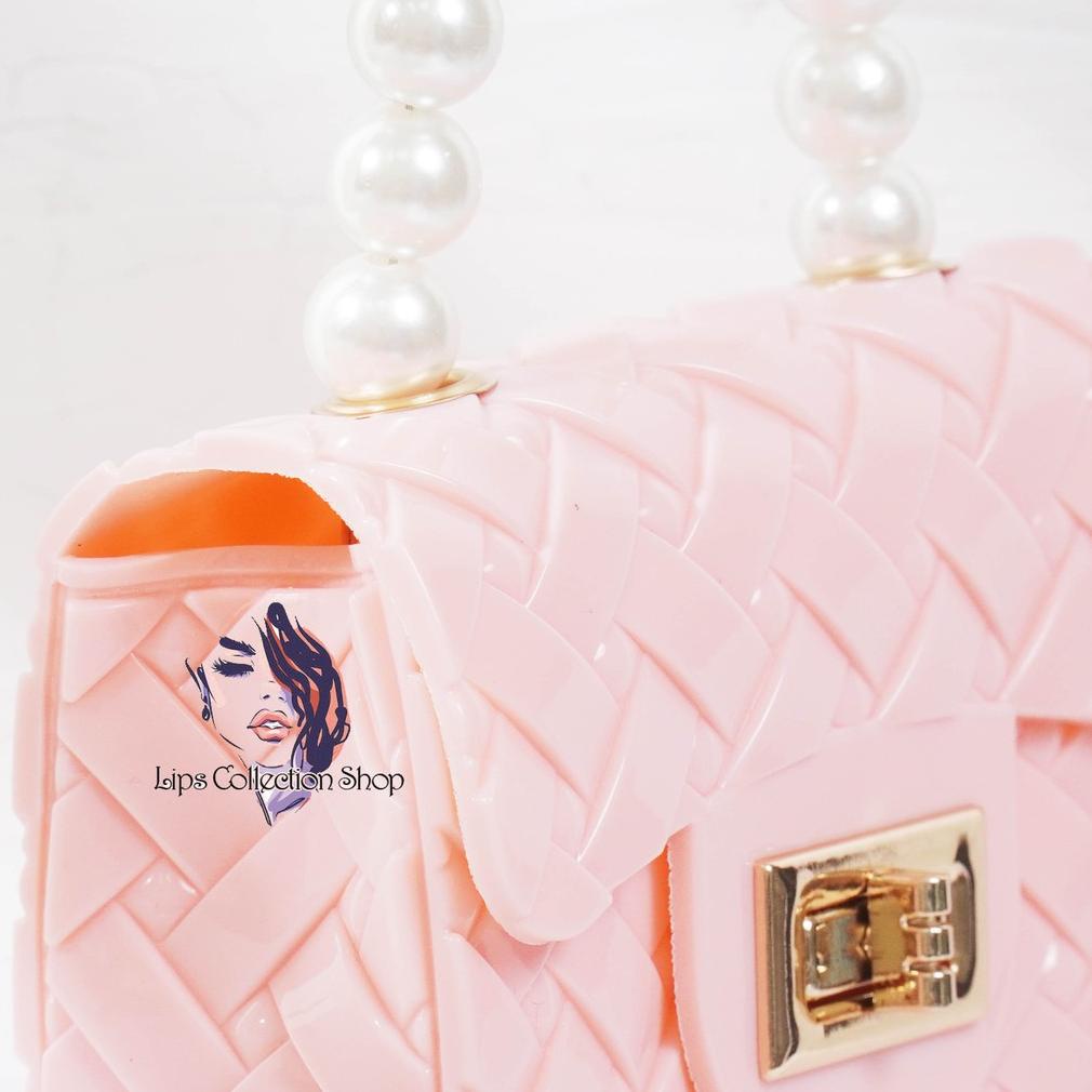Tas Mini Jelly Anyam Pearl | Tas Jelly Mutiara Mini Anyam | Tas Selempang Jelly Mini Boy
