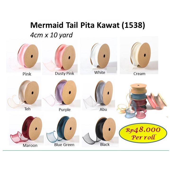 

Mermaid Tail Pita Kawat 1538 pita bunga - pita kado - barang florist