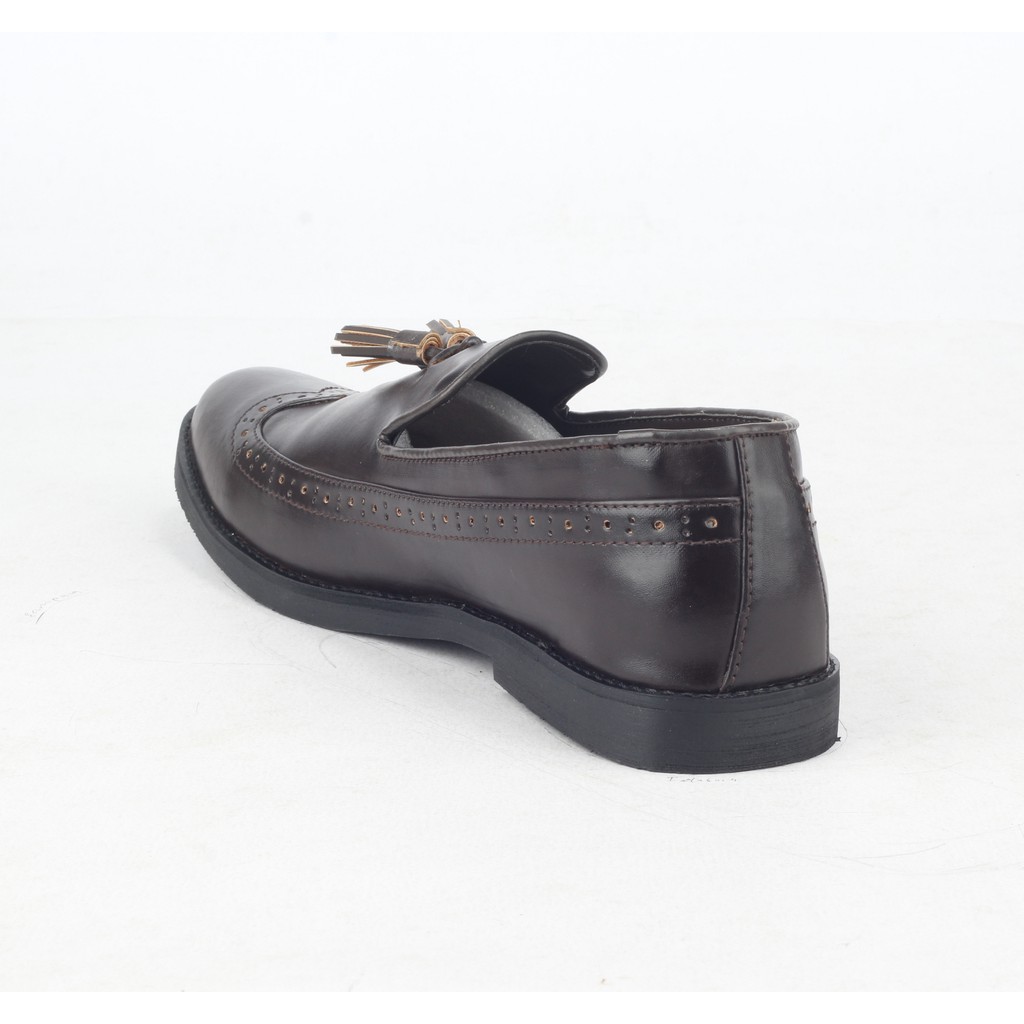 Tomio Dark Brown | Sepatu Coklat Tua Tanpa Tali Loafers Pria Casual Kerja Kantor Laki | FORIND Giant