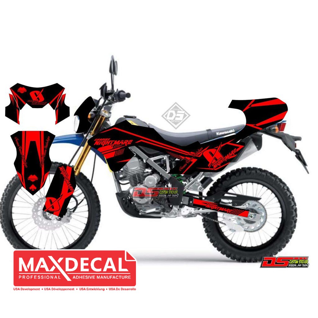 Decal KLX BF Hitam Merah Lis