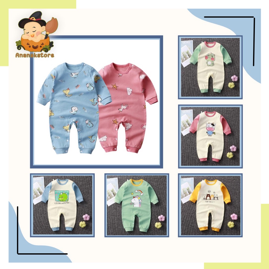 Baju bayi perempuan 0 3 6 9 12 bulan model Jumsuit jumper lengan panjang bahan katun jamper bayi laki laki