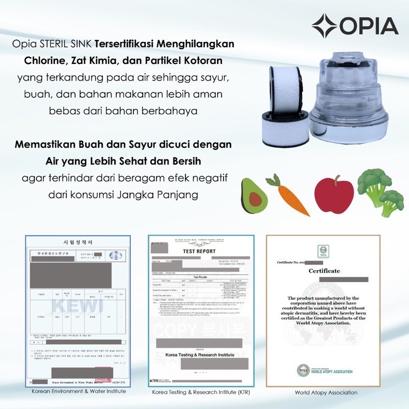 Opia steril sink head filter water purifier - saringan air kran