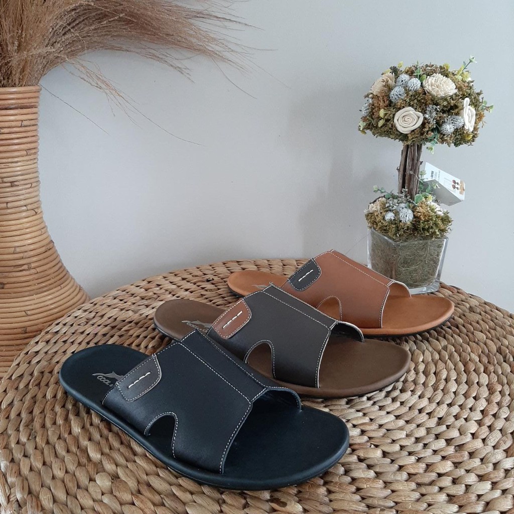 SANDAL KULIT PRIA BLACK BROWN TAN KULIT SAPI ASLI ORIGINAL HANDMADE KASUAL SANTAI