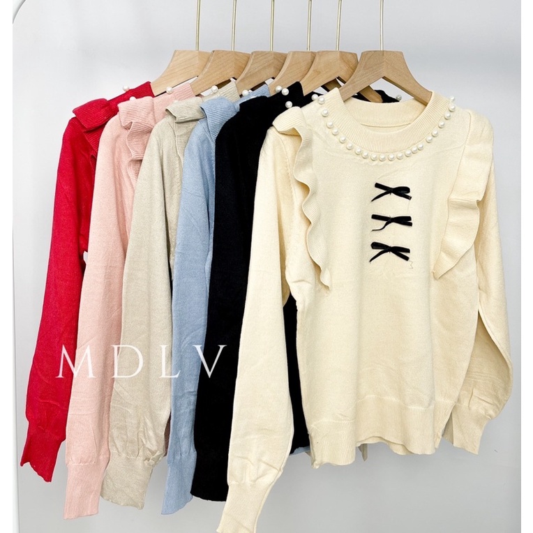 MDLV ~ 1057# Ottavia Knit Top Atasan Blouse Pita Korea Look Fashion import