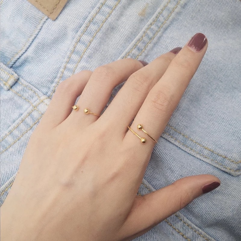 Cincin Bahan Titanium Steel Lapis Emas 18k Gaya Korea Untuk Unisex