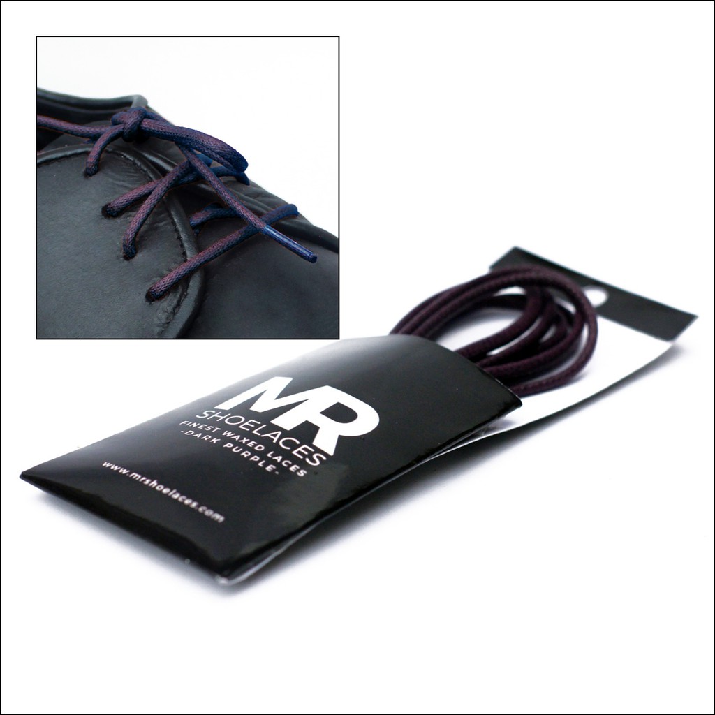 MR Shoelaces RD16 Dark Purple (Ungu Tua) Tali Sepatu Lilin 2-3mm Bulat Round 50cm 60cm 70cm 80cm 90cm 100cm 120cm 150cm (Waxed Laces) - Premium Shoelace