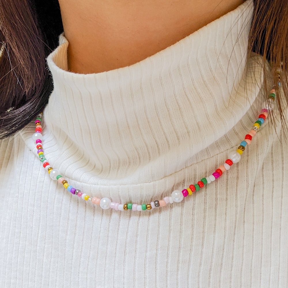 Kalung Mutiara Choker Necklace Pearl Warna Warni Aksesoris Rantai