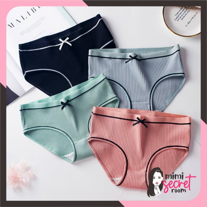 ❤ MIMI ❤ Celana Dalam Sexy CD Import Fashion Gaya Korea Pita Hitam Bahan Katun Exclusive Terlaris