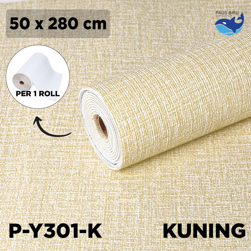 paus biru Wallpaper foam Linen Roll Wallpaper Dinding form Dekorasi Kamar Kelas atas-KUNING
