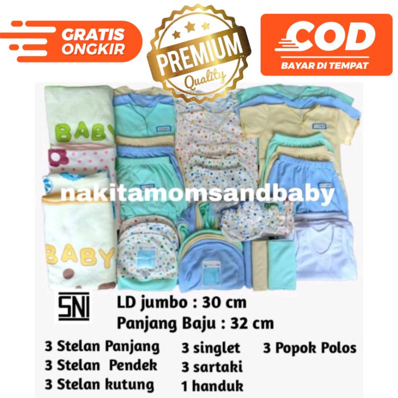 Paket Hemat Platinum Perlengkapan Bayi Popok Baju bayi Celana bayi Singlet sarung tangan kaki Handuk kado baru lahir 28pcs SNI Jumbo Promo 8.8