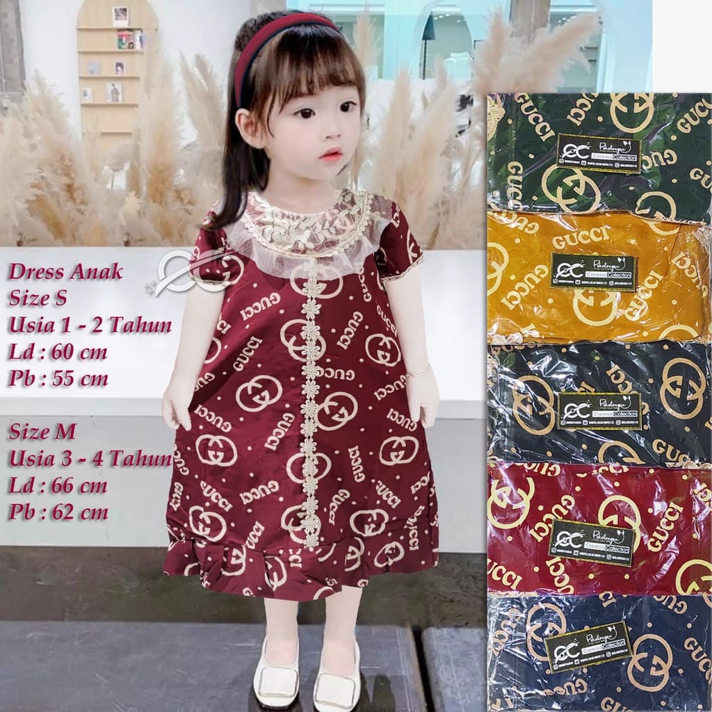 Homedress Daster Arab Renda Brokat Anak Motif GC  Tali Belakang Bawah Usia 1 - 6 Tahun