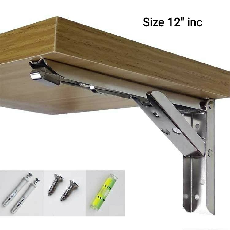 Engsel Besi Siku Meja Lipat Stainles Steel 12inc / Bracket Siku Meja Lipat Dinding