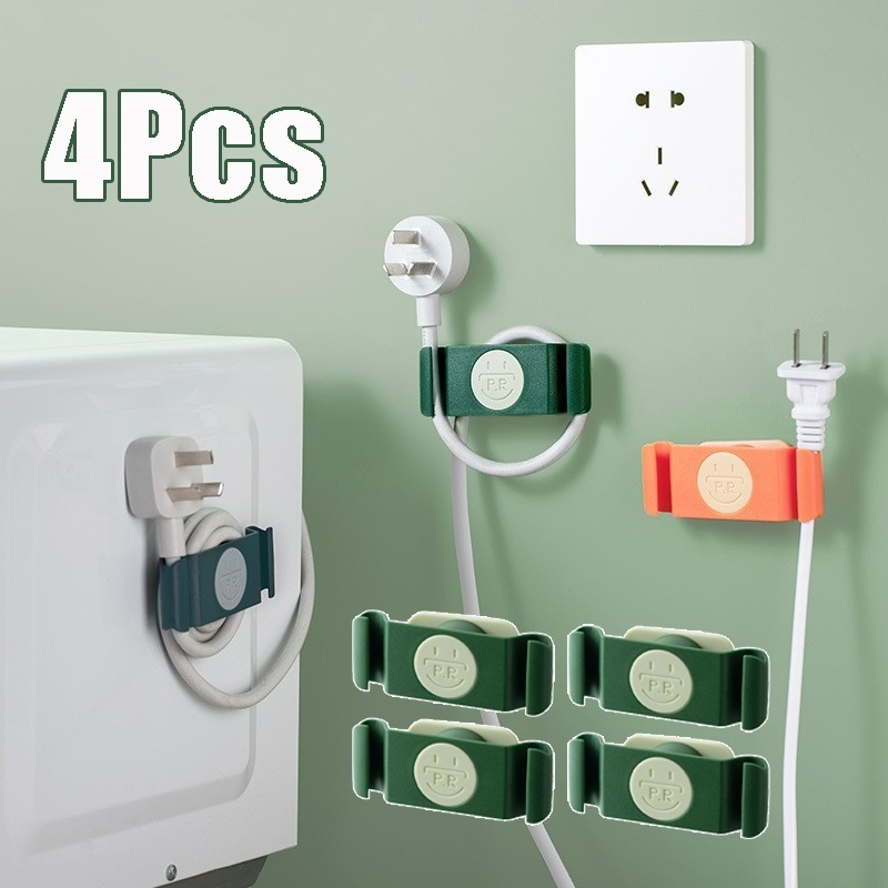 4pcs Klip Holder Kabel Power Plug Model Tempel Dinding Dapat Diputar Untuk Dapur