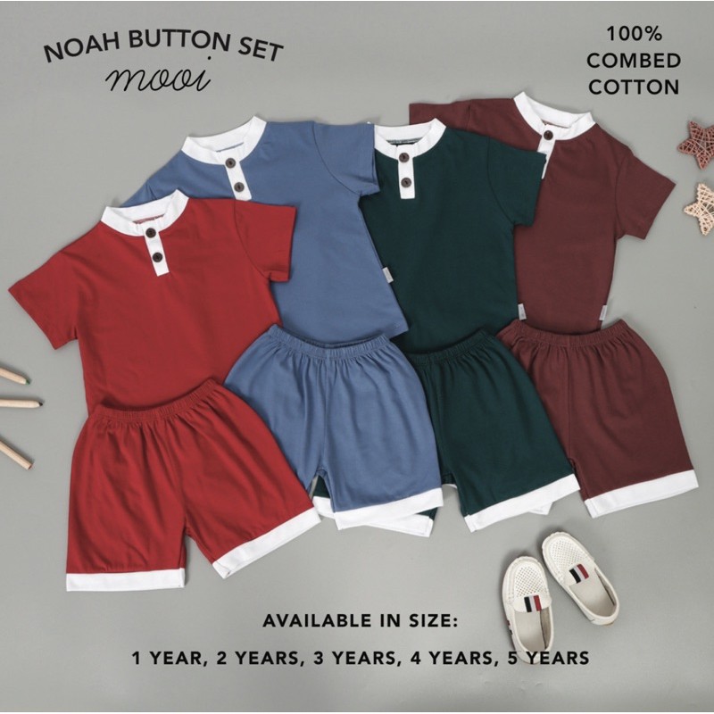 MOOI NOAH BUTTON SET - SETELAN ANAK LAKI LAKI