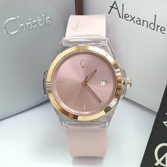 Alexandre christie ac2809 jam tangan wanita original warna pink soft