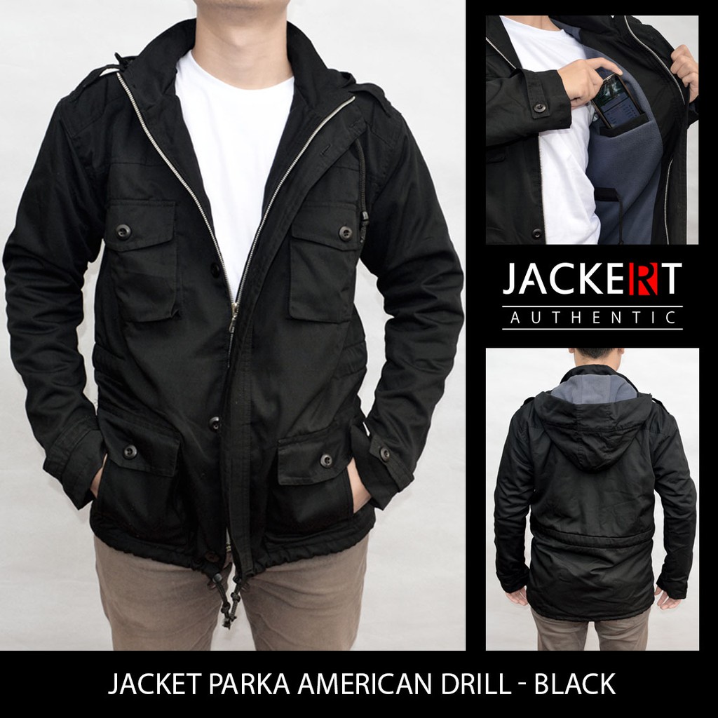 Jaket Parka American Drill - Black
