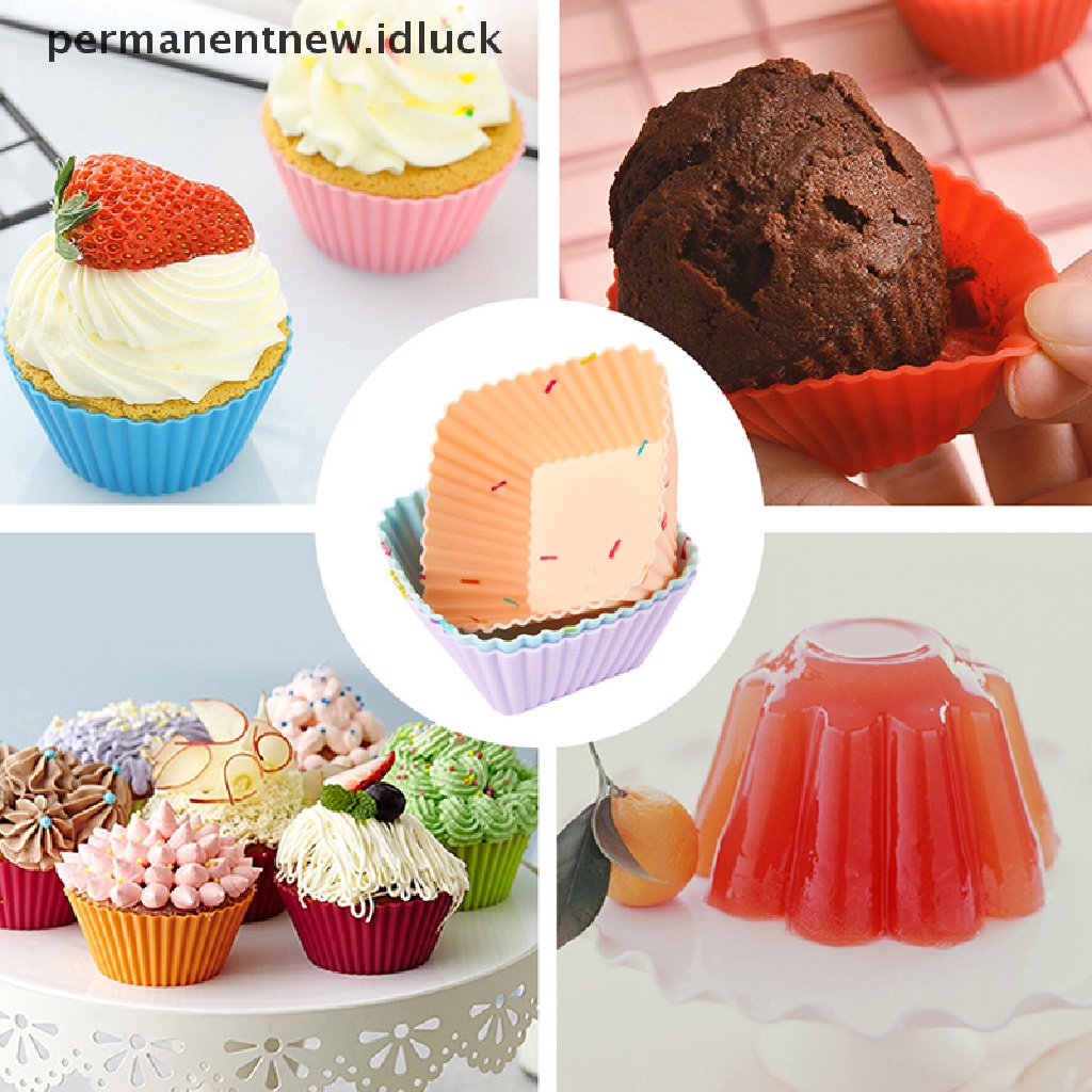 12 Pcs Cup Cetakan Kue Muffin Pudding Bahan Silikon