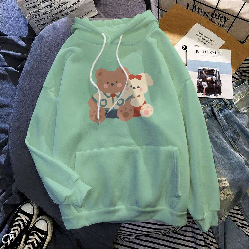 BAR AND BER HOODIE BEAR SWEATER WANITA CREWNECK WANITA - JUMPER KEKINIAN TEBAL PREMIUM