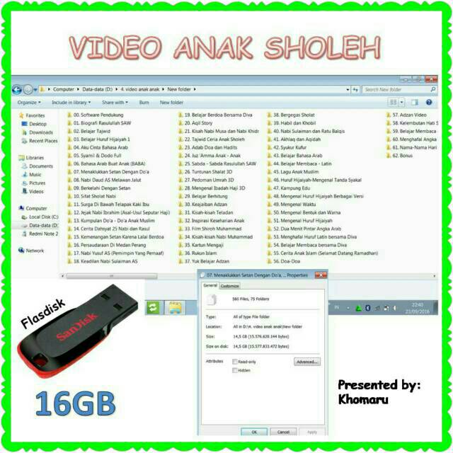 Video Edukasi Anak Muslim Anak Shaleh Dalam Flasdisk Sandisk 16gb Bukan Di Dvd Anak Sholeh