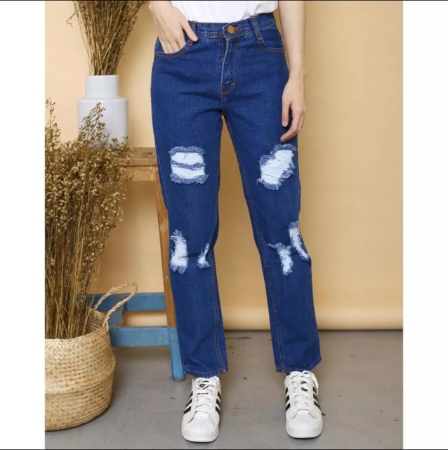 CELANA JEANS BOYFRIEND SOBEK / CELANA JEANS WANITA / BOYFRIEND SOBEK / SAMANTA BOYFRIEND