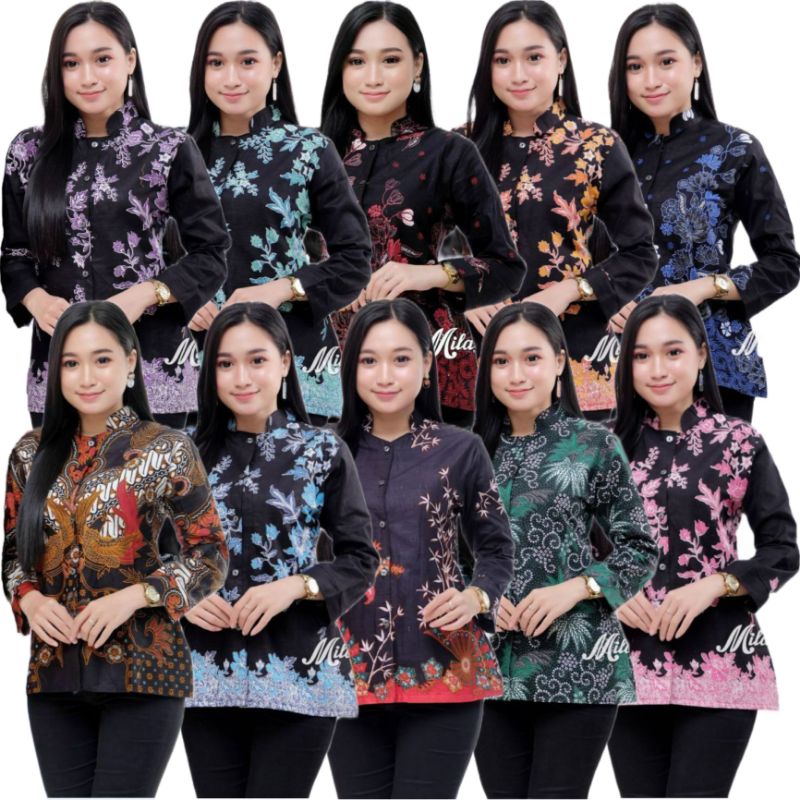 Batik Wanita Atasan modern kantor 210389 size M L XL XXL Genes Monalisa Kerja