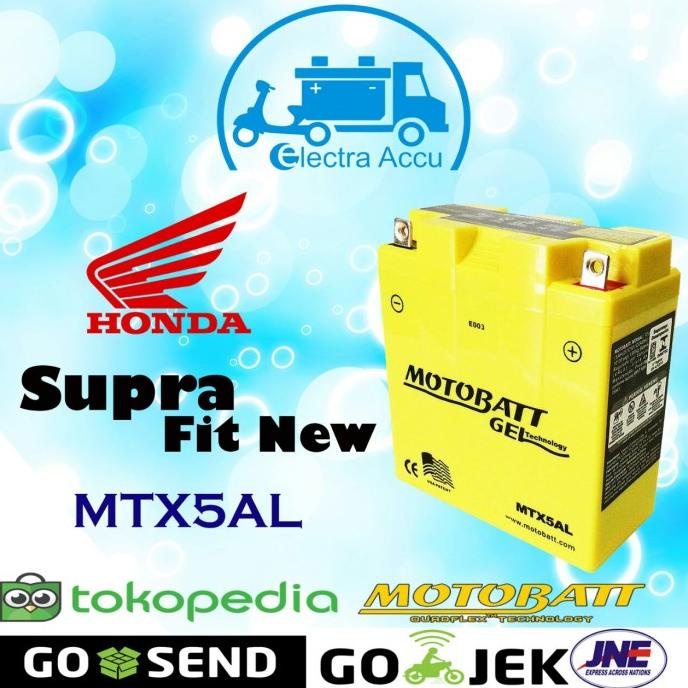 Aki Motor Honda Supra Fit New Motobatt MTX5AL Aki Kering electra87 Berkualitas