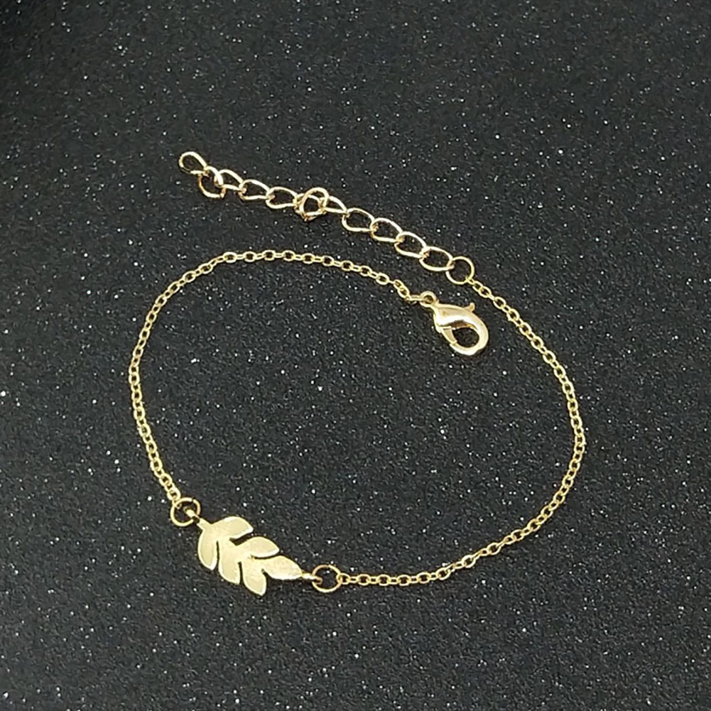 Hu Hu Hu Hu Hu Alat Bantu Pasang Kacamata♡ Gelang Tangan Rantai Aksen Daun Bahan Alloy Dengan Kait Lobster Untuk Wanita