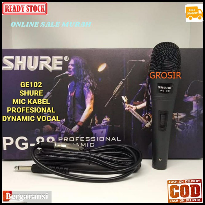 G102 SHURE legendary Mic kabel Microphone cable mik karaoke mikrophone vocal vokal artis audio sound system pengeras suara pro profesional dynamic legendaris G102  BISA SEGALA JENIS AUDIO SOUND  TERBUAT DARI BESI  GK PAKAI BATERAI COLOK Langsung nyala  10