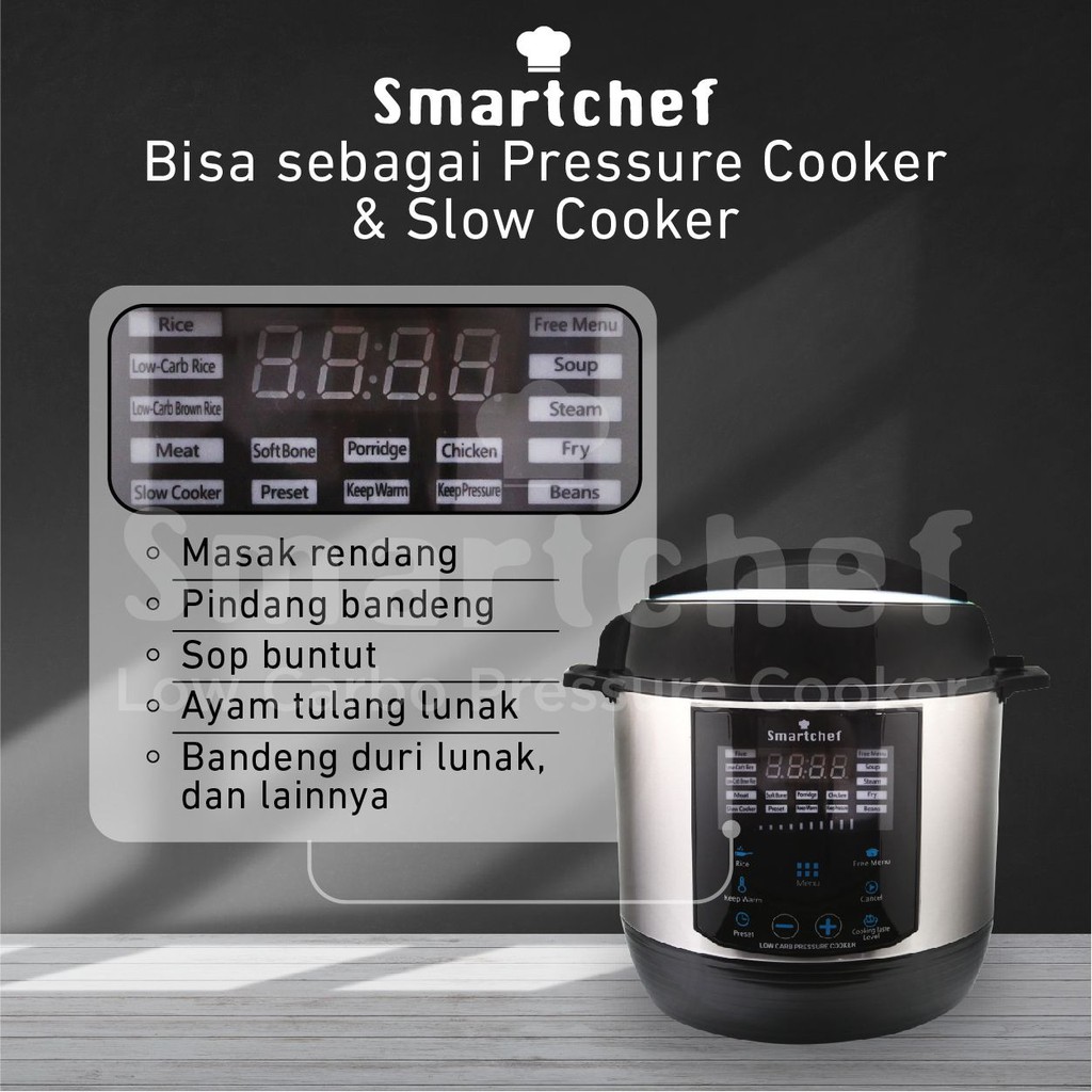 Smart Chef Presto Listrik + Low carbo rice cooker + Slow cooker / pressure cooker listrik