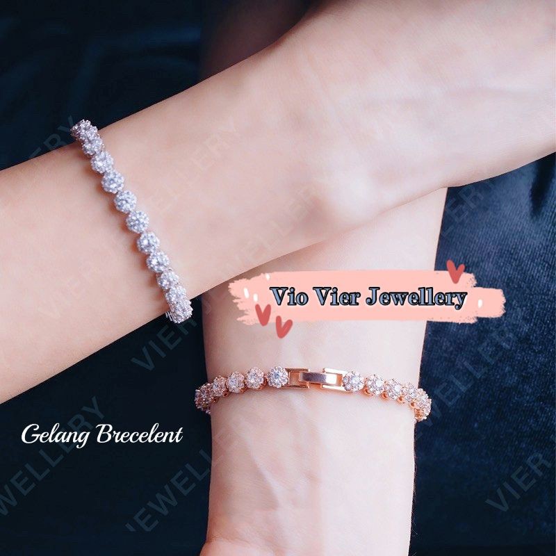 Gelang Rantai (Vier) Replika Berlian Lapis Emas Zirconia