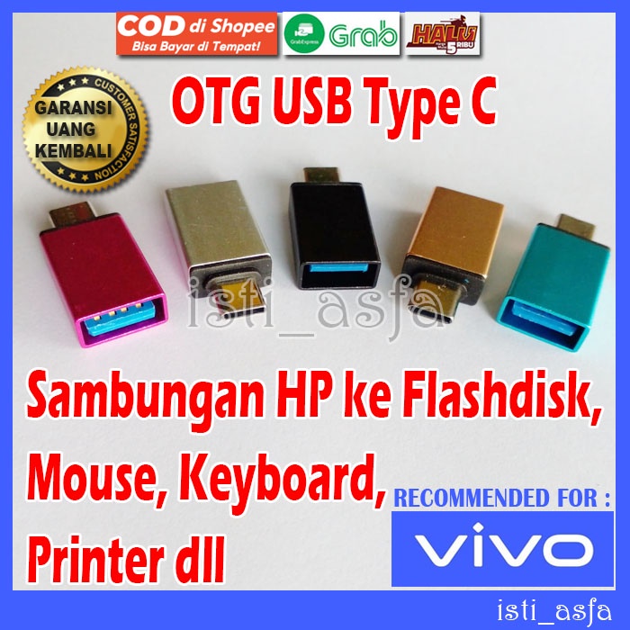 Sambungan OTG USB Type C untuk HP VIVO V50 V40 V30 V29 V27 PRO Y39 Y38 Y36 Y29 Y27 Y22 Y04 Y03 Y18 Y