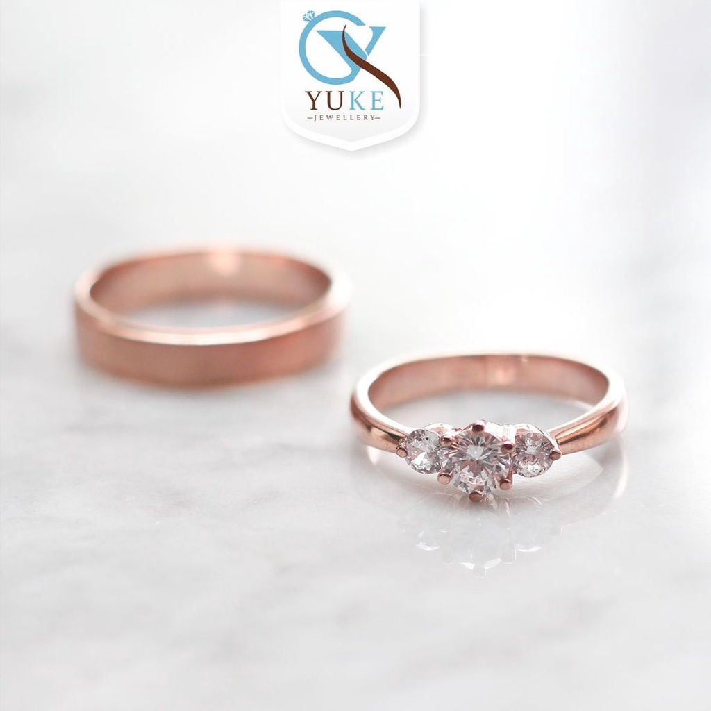 Cincin Kawin Cincin Couple Cincin Tunangan Emas Dan Perak Rose Gold Zircon Stone