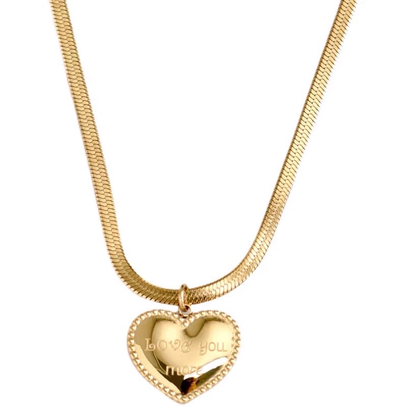 Kalung Titanium Love Belut Trending Gold Korea Fashion Elegan