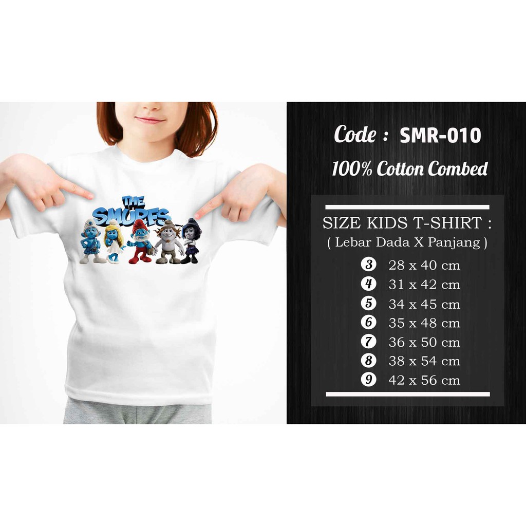 [FREE NAMA !!] Kaos Anak &amp; Family The Smurfs 100% COTTON PREMIUM