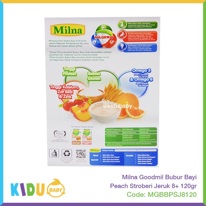 Milna Goodmil Bubur Bayi 120gr Makanan Cemilan Bayi MPASI Anak Kidu Baby