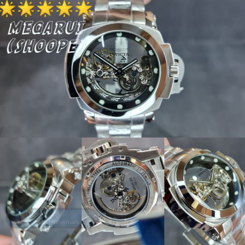 JAM TANGAN COWOK INVICTA TOURBILION AUTOMETIC SILVER SUPER PREMIUM AAA