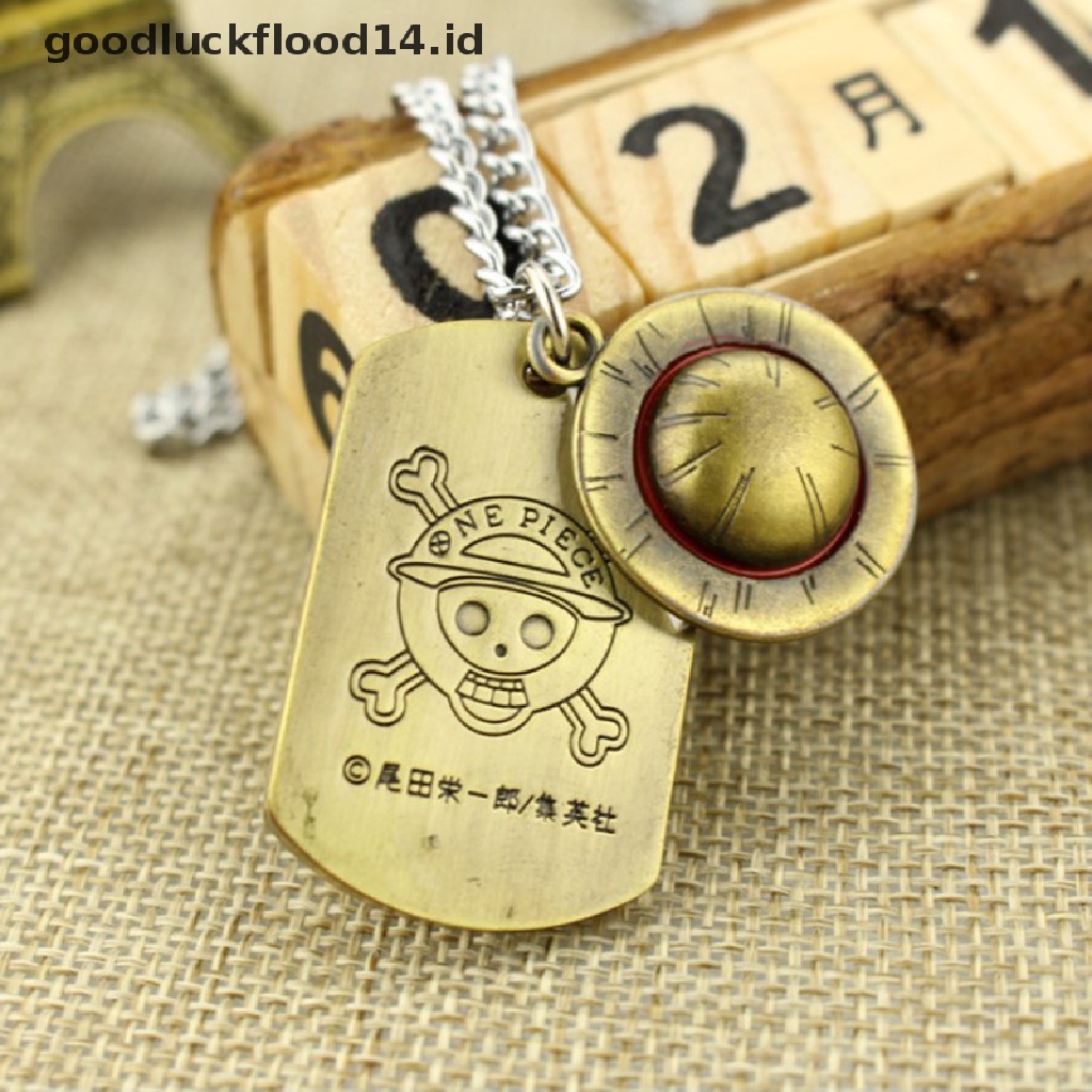 [OOID] 1pc Anime One Piece Necklace Luffy Straw Hat And Skull Logo Dog Tag Pendant ID