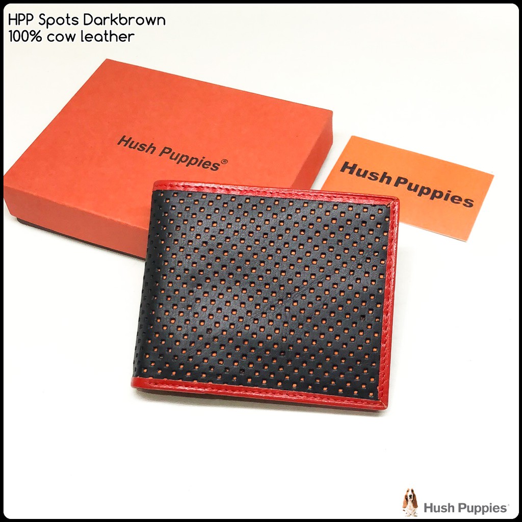 dompet kulit hushpuppies spots darkbrown premium bahan kulit sapi asli