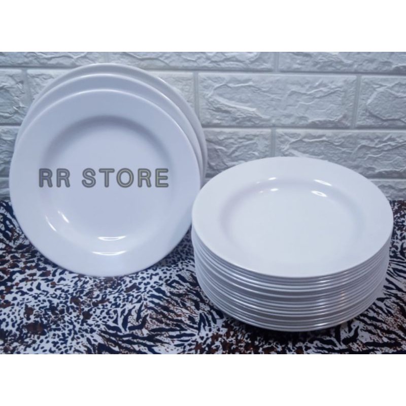 PIRING MELAMIN PUTIH POLOS // PIRING MELAMIN BEST SELLER // 6 pcs // Lanierizkya