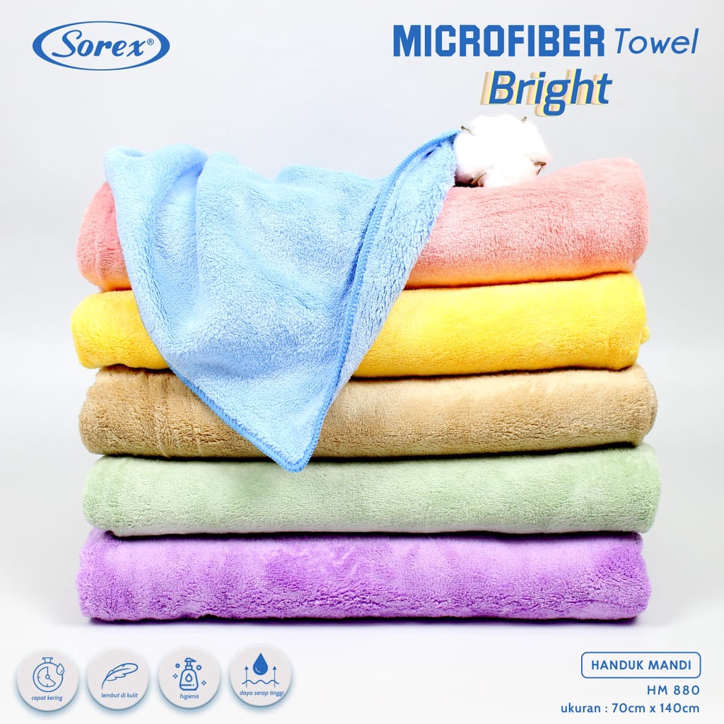 SOREX TOWEL HM880 HM881 HM886 1pcs Handuk Microfiber Lembut Anak uk. 120 x 60(cm)