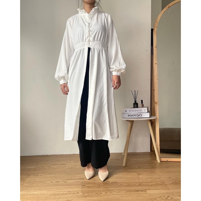 Zéa - Moda - Tunik Korea Putih Busui Dress Lebaran