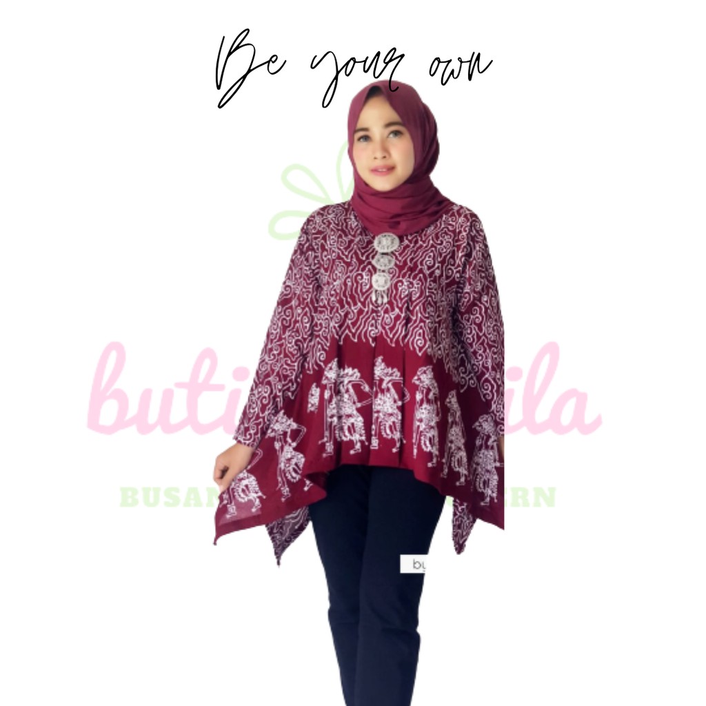 KARTINI WAYANG Atasan wanita muslim bahan paris blouse ukuran all size ld 110cm