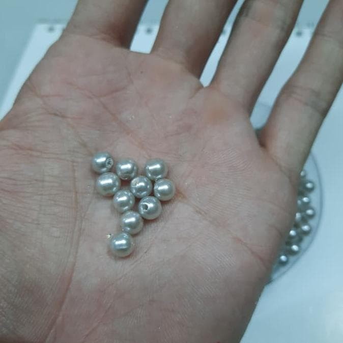 100Gram Payet Mote Manik Mutiara 8mm Bulat Kwalitas SUPER ABU