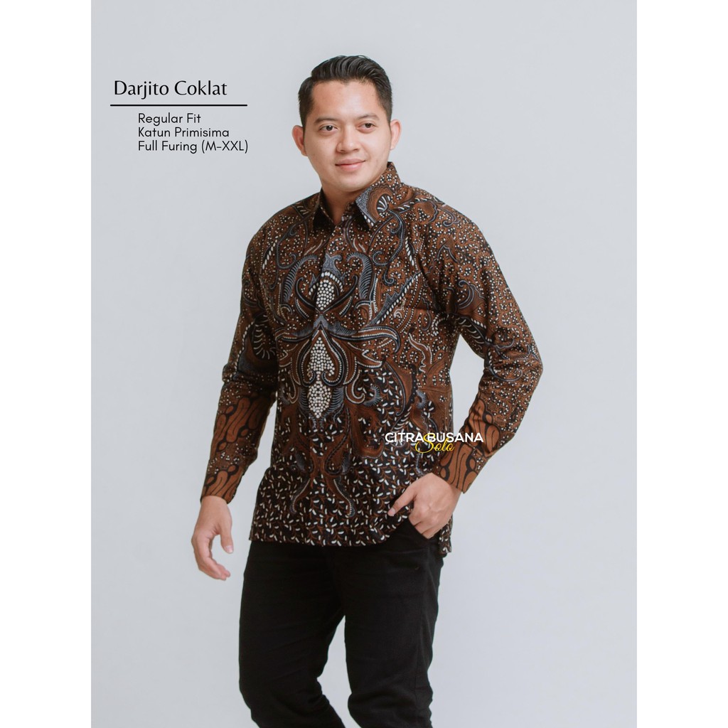 DARJITO COKLAT Kemeja Batik Pria Full Furing Bahan Katun Primisima