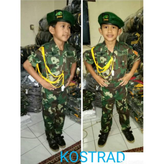 Baju setelan tentara anak | seragam tentara kostrad cilik | seragam karnaval  tentara| kostum pawai